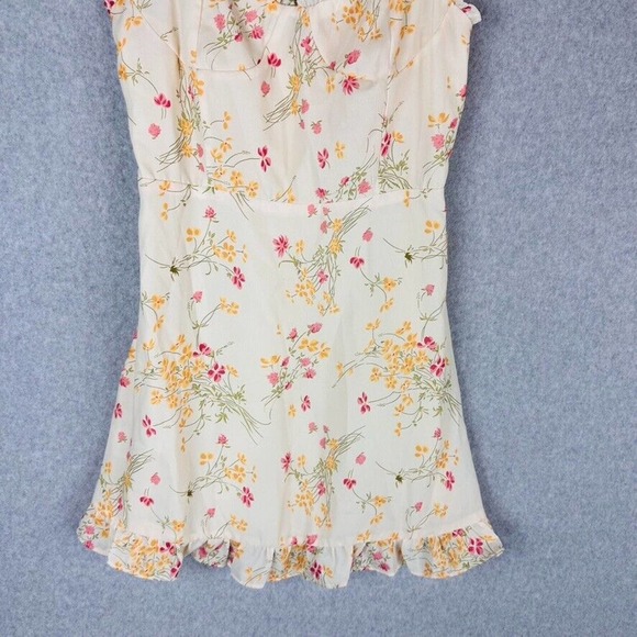 New 70°F/21°C Womans Sz Medium Ivory Floral Printed Short Dress Tie NWT - Picture 5 of 8